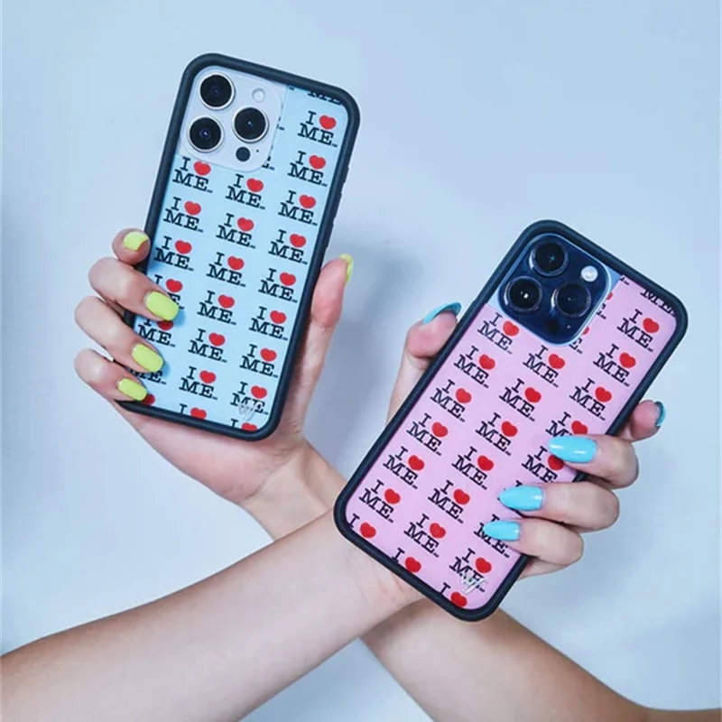 زهرة برية لطيف زوجين الوردي الأزرق أنا أحب نفسي جراب هاتف آيفون 12 13 14 15 16 17 برو ماكس wf I Heart Me غطاء حماية ﻿ ﻿ ﻿ ﻿ ﻿