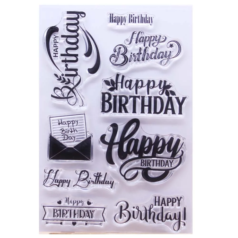 Alinacutle CLEAR STAMPS Birthday Wishes Scrapbooking Handmade Card Album Paper Craft Rubber Transparent Silicon Stamp