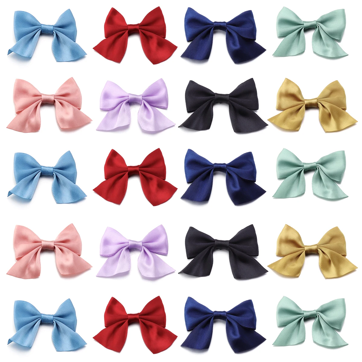 20pcs/lot 4x7cm Polyester Satin Ribbon Bows Colorful Handmade Bow Tie For DIY Handcraft Hairclip Party Decoration Accessories