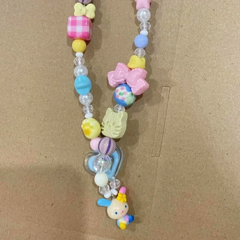 Cartoon Usahana Colorful Beading Phone Charm Student Backpack Zipper Keychain Camera Chain Diy Decoration Material Toy Gift