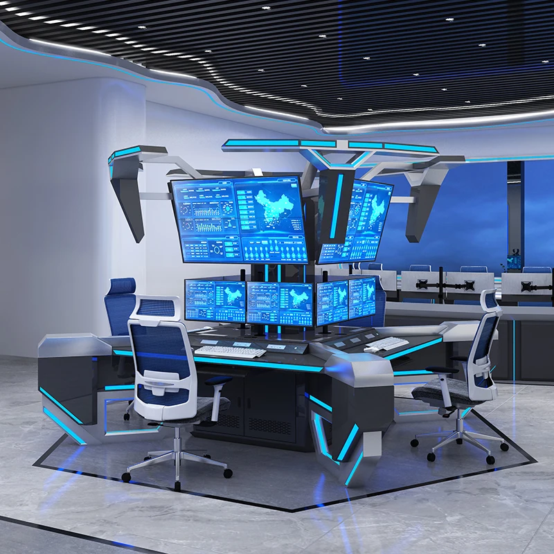 Scrivania moderna per console operatore industriale per centri di controllo Caratteristiche personalizzabili Materiale in acciaio inossidabile