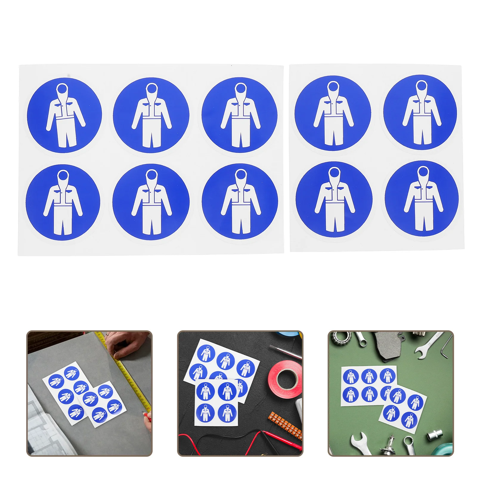 

10Pcs Protection Suit Sticker Labels Adhesive Safety Warning Signs Factory Workshop Equipment Industrial Safety Labels