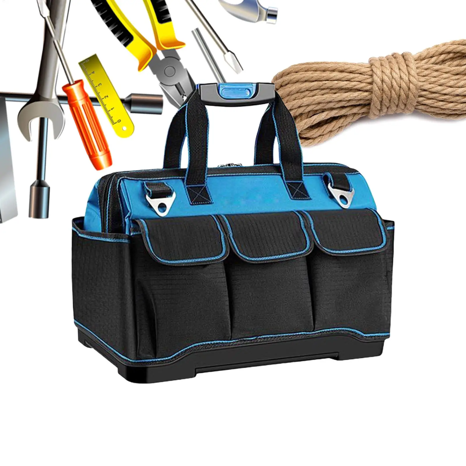 

Tool Bag Organizer Oxford Heavy Duty Waterproof Multi-Pocket Tool Storage Bag Large Tote for Construction Work Home Garage