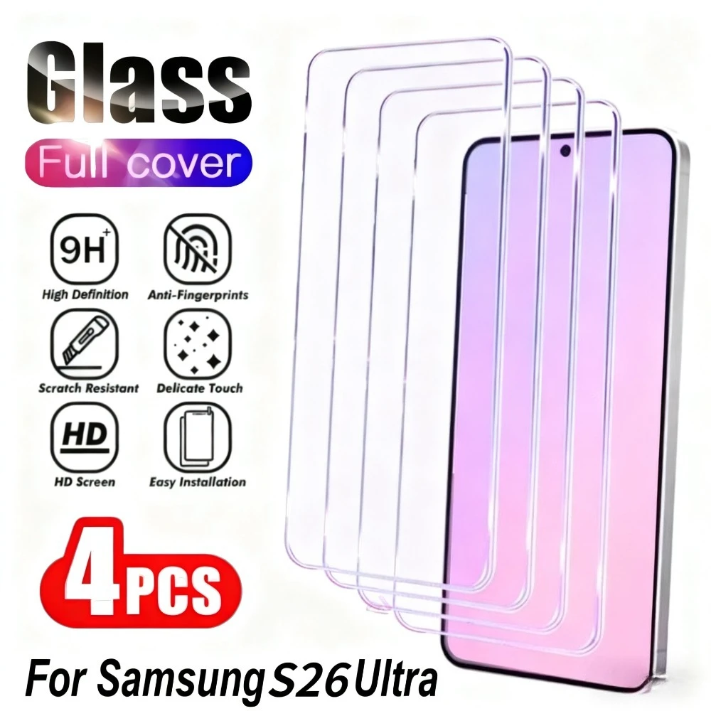 

4 шт., прозрачное закаленное стекло для Samsung Galaxy S26 S25 S24 Ultra S23 S22 S21 Plus S25 S24 S23 FE, защитная пленка для экрана с полным покрытием