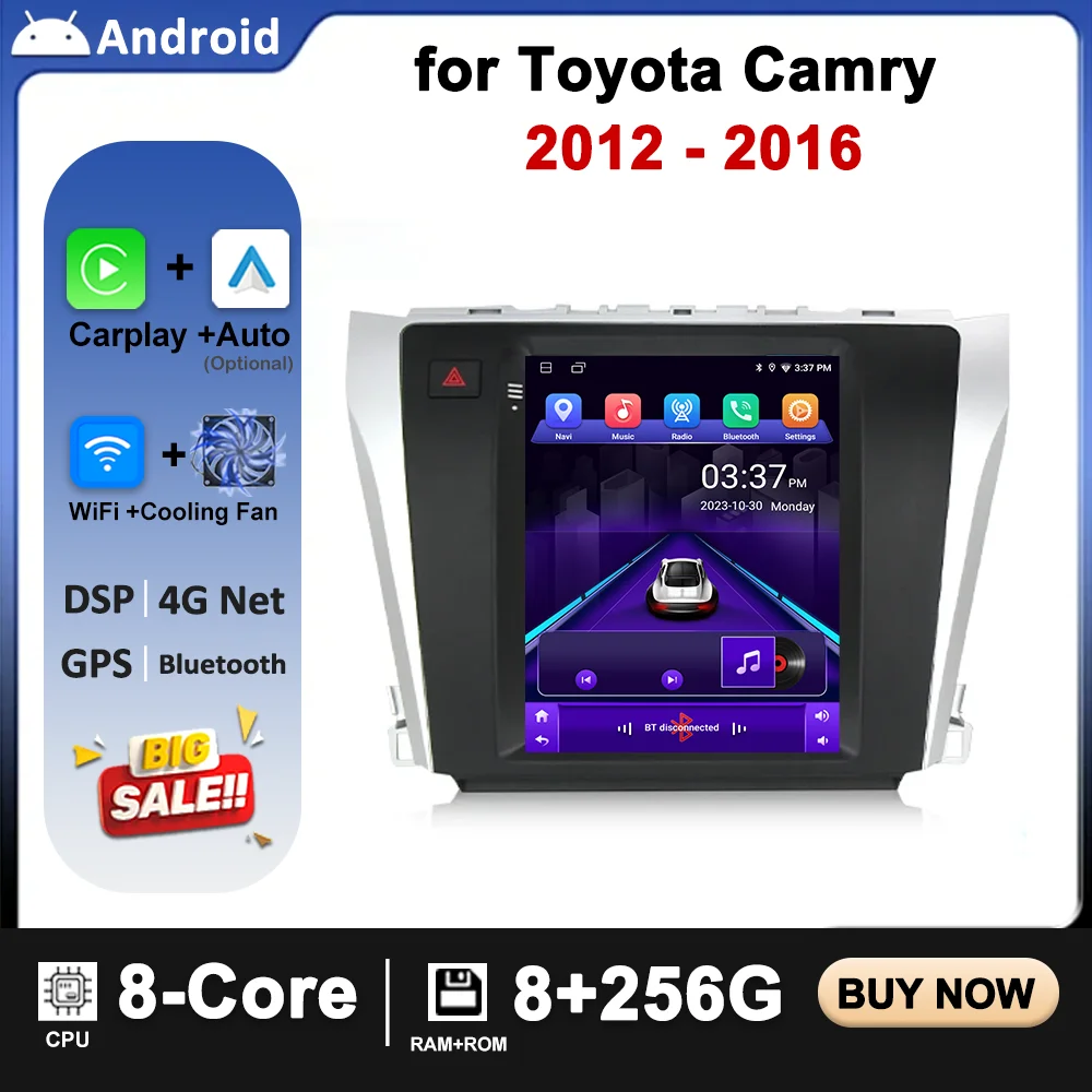 

9.7 inch For Toyota Camry 2012 - 2016 Android Auto Wireless Carplay DSP Car Radio 4G WIFI Multimedia Video Player Navi No 2 din
