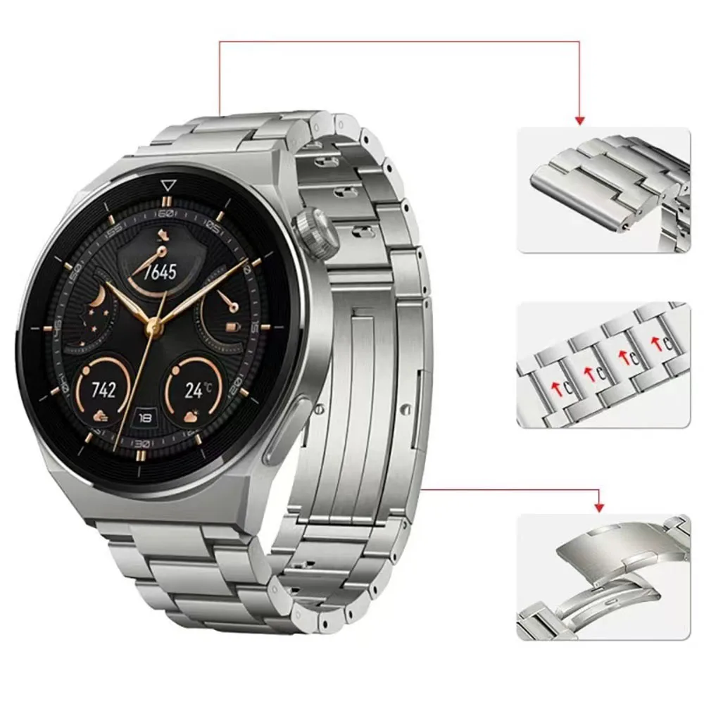 22mm Titanium Link Bracelet for Huawei Watch GT 54 46mm 3 Pro GT5 Correa Strap for Samsung galaxy 3 45mm Gear S3 Luxury Band