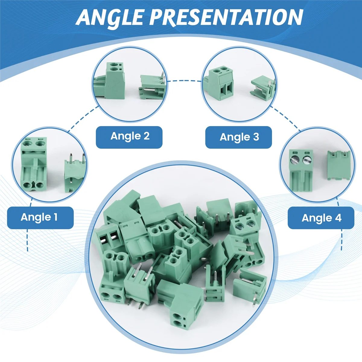 10 pcs 5.08mm Pitch 2Pin Plug-in Screw PCB Terminal Block Connector Right Angle