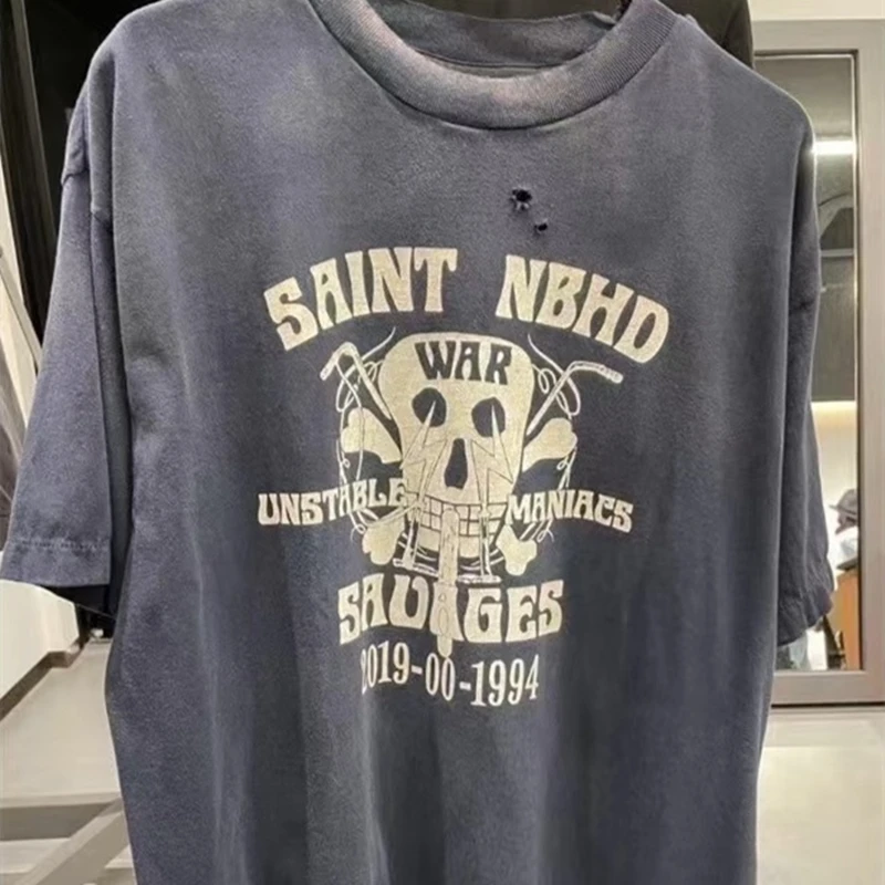 

Washed Blue Saint T-Shirt Men Women Best Quality New T Shirt Short Sleeve Tee