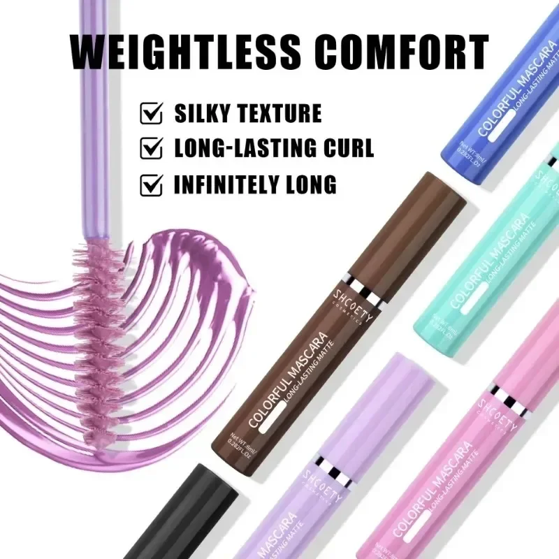 Ciglia mascara colorate 5D Blu Rosa Verde base mascara multicolore duratura senza sbavature arricciatura ciglia crema per estensione seta