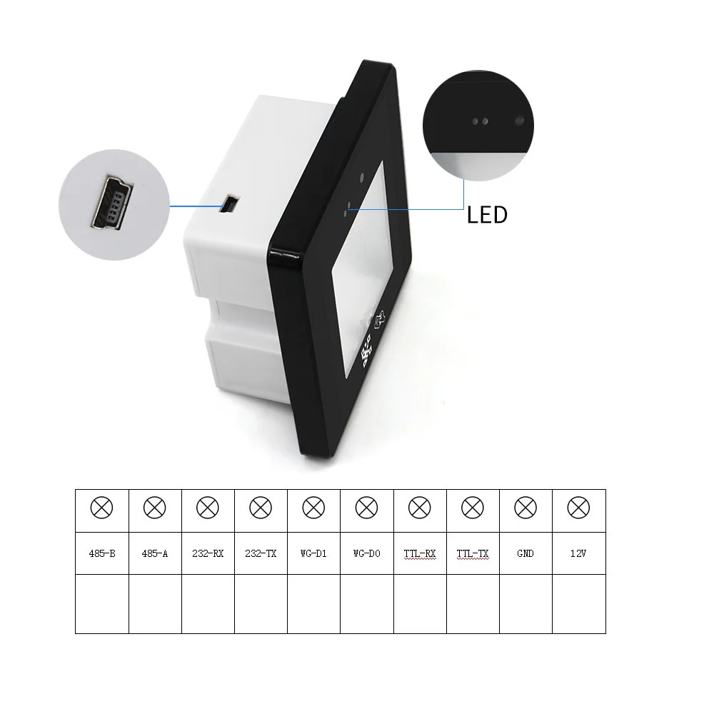 Czytnik kodów kreskowych RFID 2D QR Wiegand USB RS232 TTL Czytnik kontroli dostępu RS485