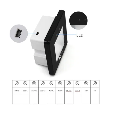 Imagen 2 del producto Lector de código QR 2D de código de barras RFID Lector de control de acceso Wiegand USB RS232 TTL RS485