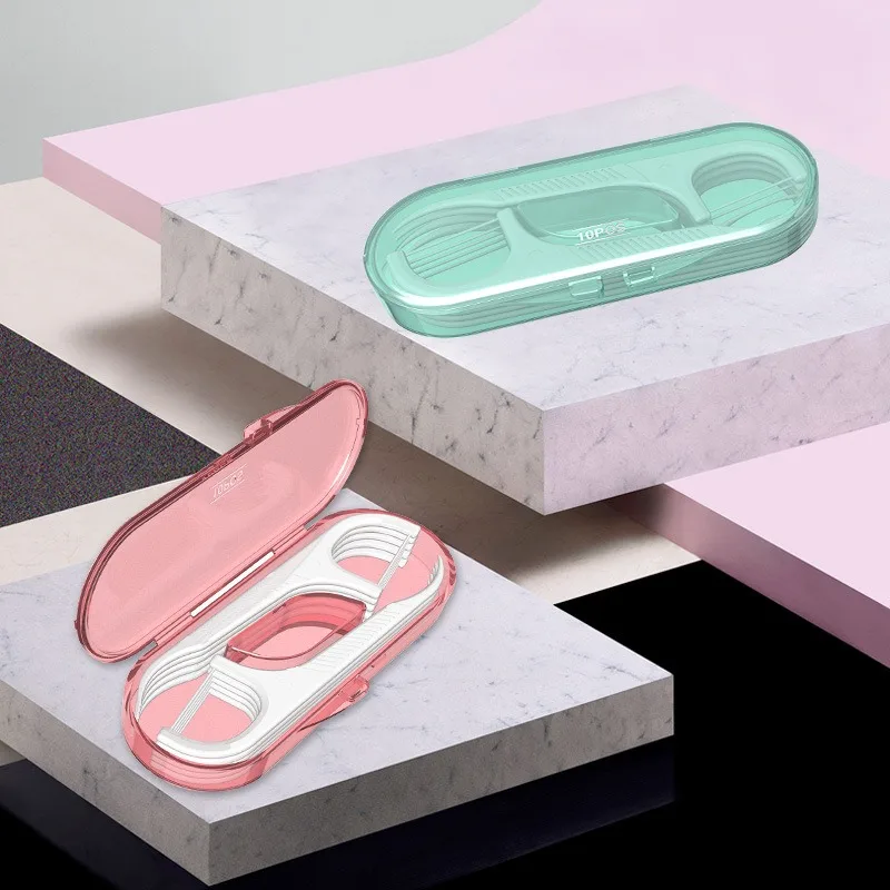 10PCS Tragbare Box Zahnseide Picks Einweg Zahnseide Kompakte und Tragbare Anti-slip Griff Mundpflege Zähne Reinigung