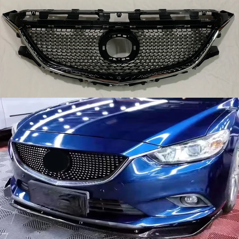 

Racing Grill For 2014 2015 2016 Mazda 6 Atenza GJ GL Car Front Grille ABS Diamond Upper Bumper Grill radiator Grille