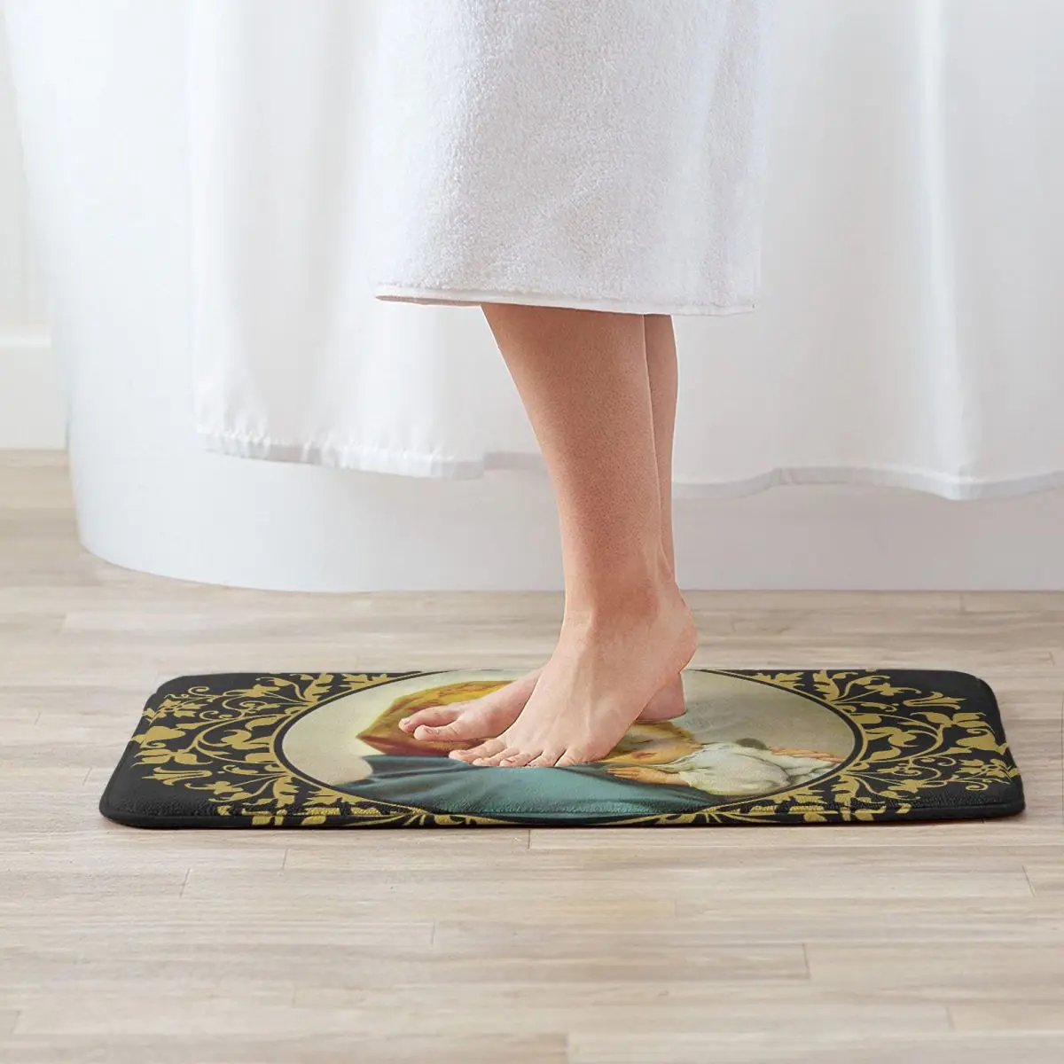 Virgin Mary With Jesus Child Non-Slip Carpet Doormat Bedroom Bathroom Mat Welcome Decor Rug