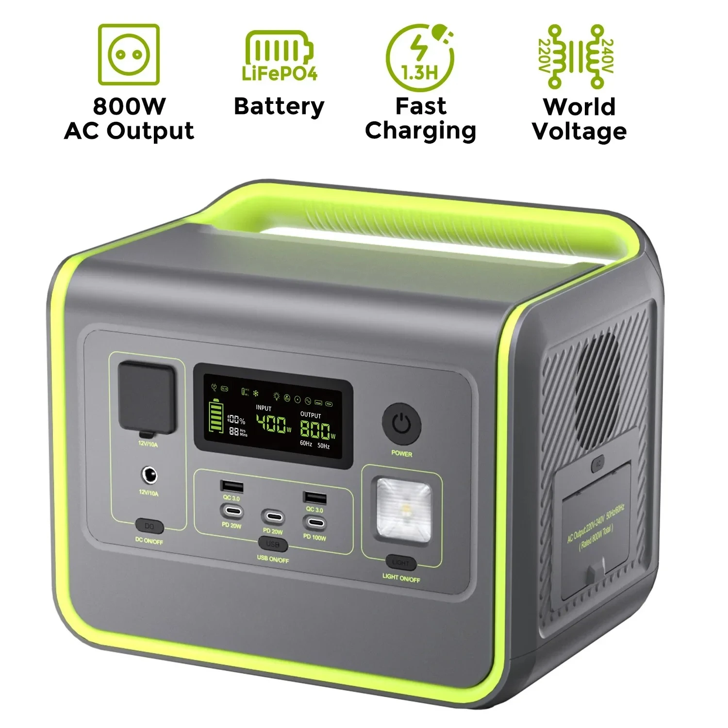 

Fossibot Solar Generator Portable Power Station 768Wh 800W Fast Charging - Compact Emergency Backup for Laptops Phones Tablets