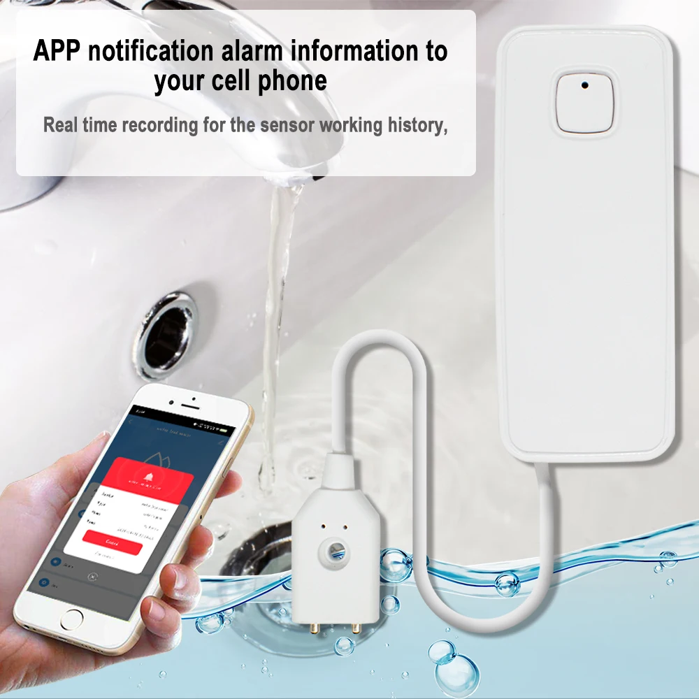 Tuya Smart Flood Leakage Sensor Remote Monitor WiFi Water Overflow Level Detector Water Leak Sensor Security Sound Alarm System