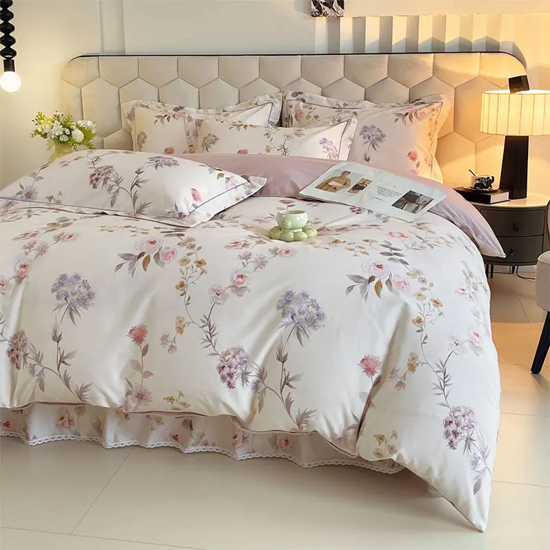 High-quality 100% Cotton Floral Plant Printed Quilt Duvet Cover one Quilt Cover Soft and Skin-friendly Bedding 248x248cm