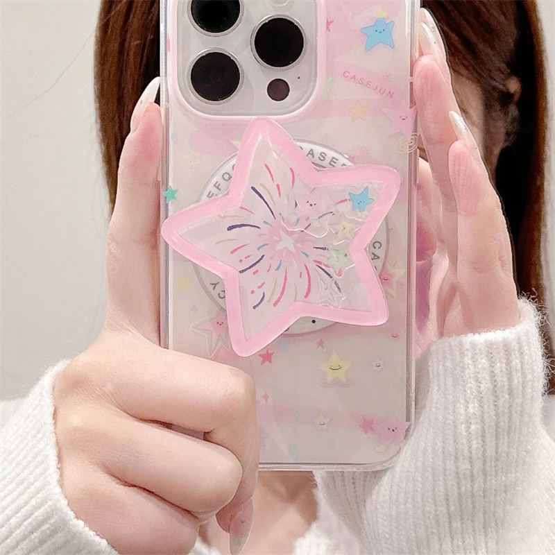 Koreaanse Leuke Drijfzand Shake Star Magnetische Houder Telefoon Stand GripTok Grip Tok Ondersteuning Voor iPhone 16 15 Voor Magsafe Accessoires