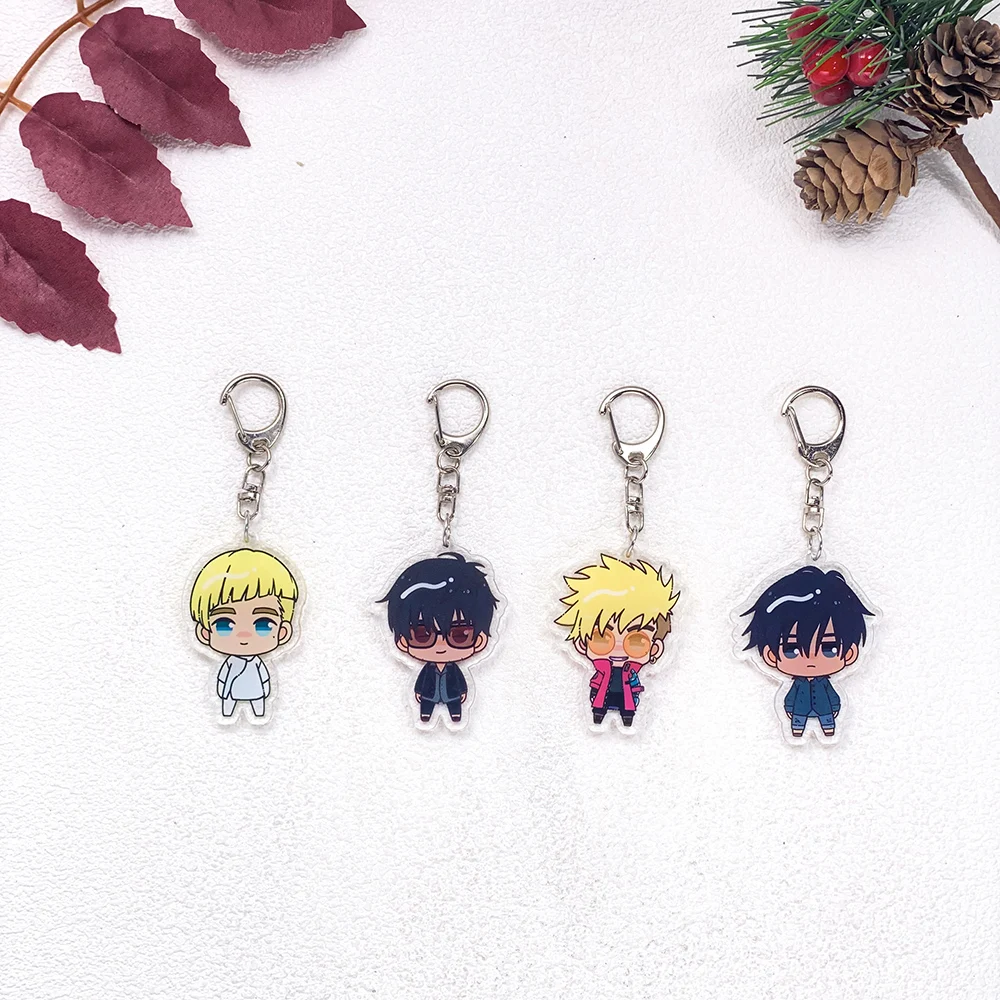 4Pcs Anime Characters Trigun Car Keychain Accessories Acrylic Cute Charms Pendant For Bag Kawaii Key Holder Backpack Decoration
