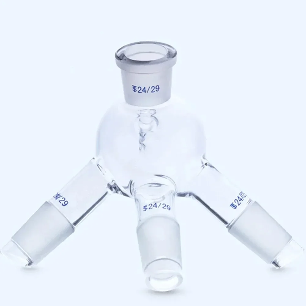 24/29 Joint  Boro. Glass Three-way Distillation Receiver Tube with Small Nozzle Labrotary Glassware Chemical Experiment