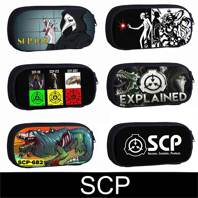 SCP Secure Contain Protect Print Cosmetic Case Scp 173 049 Pencil Bags Children Stationary Bag Kids Pencil Box School Supplies