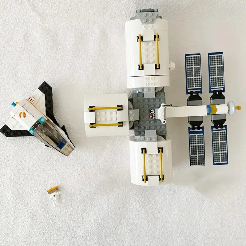 Juegos de ladrillos compatibles serie City, bloques de construcción, estación de satélite espacial Lunar, juguetes de montaje espacial de la NASA para niños 60227