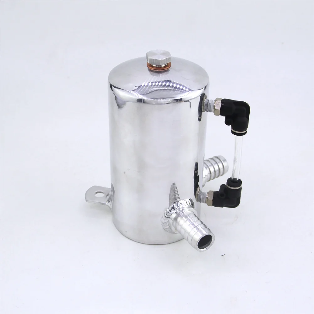 Car Styling Universal Oil Catch Tank Reservoir Engine Fuel Seperator Can Aluminum 500ml 2*19MM