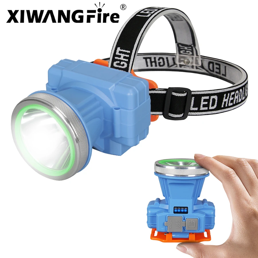 

Portable LED Headlamp USB Rechargeable Headlight Lightweight Head Torch Outdoor high lumens Night Fishing Lantern with 3 Modes