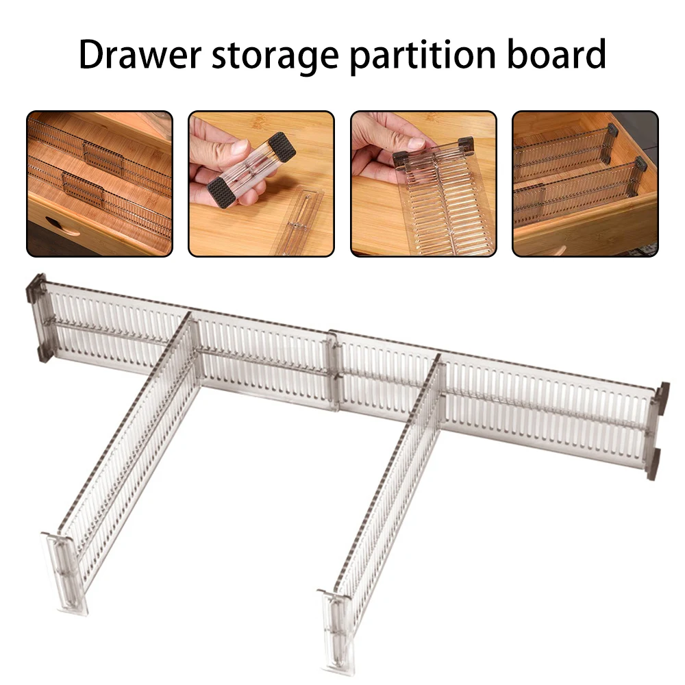 2Pcs Adjustable Durable Drawer Cabinet Storage Partition Divider DIY Organizer Storage Shelves Cabinets Home Drawer Holder