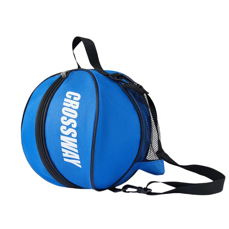 Basketball Sports Ball Bag Volleyball Softball Shoulder Strap 2 Side Mesh Pockets Round Shape Soccer Shoulder Holder Carrier