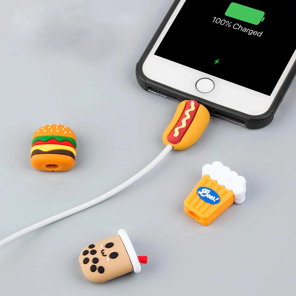 Funny Cute Body Charger Cable Winder Cartoon Data Line Cord Cable Protector Cover for Apple iphone Charging Head Cable Accessory