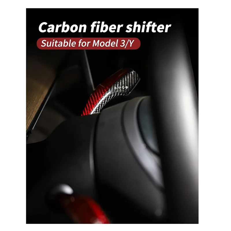 

2PCS Car Shift Lever Accessory Car Real Carbon Fiber For Tesla Model 3/Y 2016-2022
