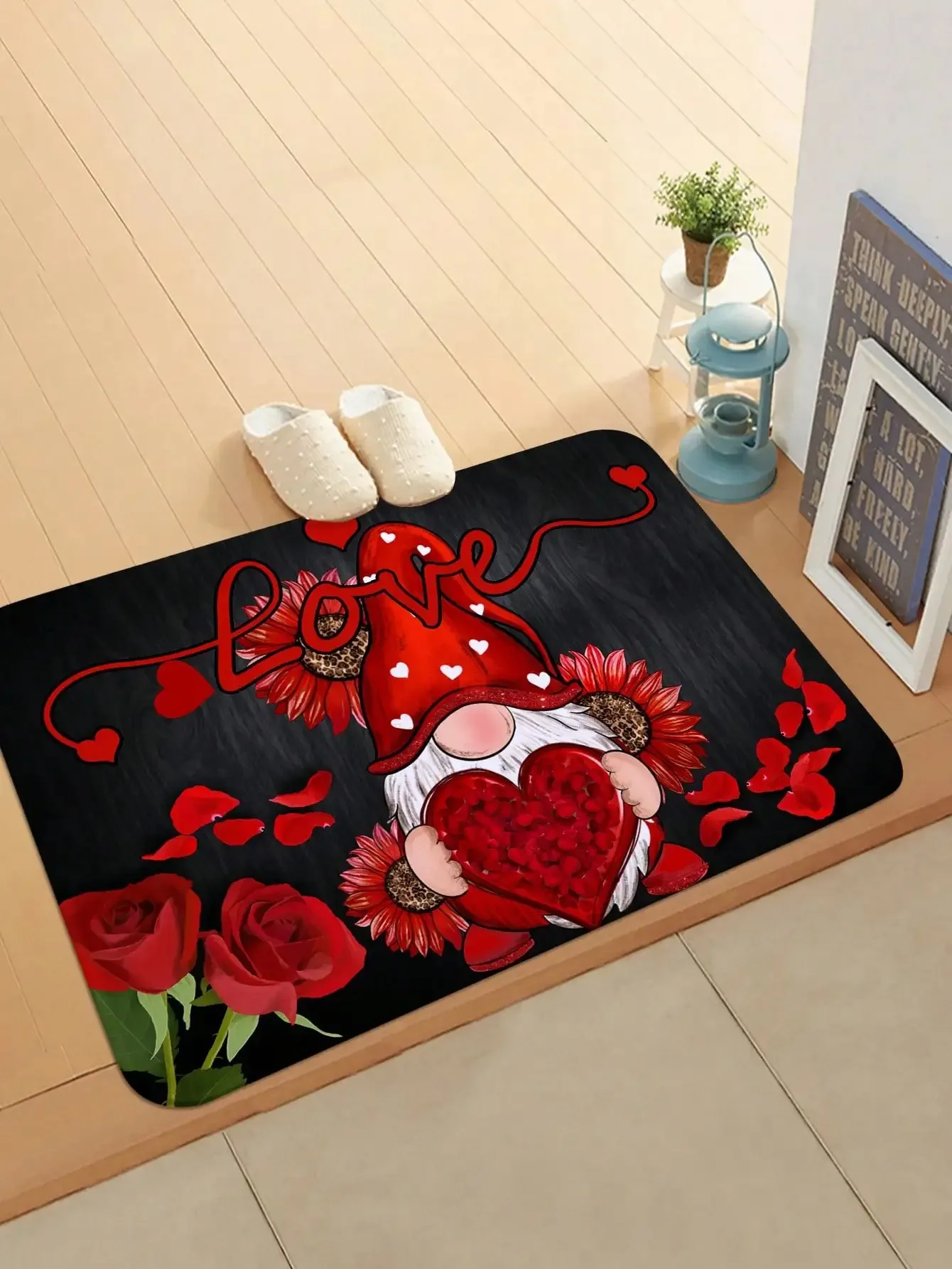 

Christmas Gnome Pattern Doormat Washable Absorbent Carpet Home Entrance Living Room Christmas Decor Rug