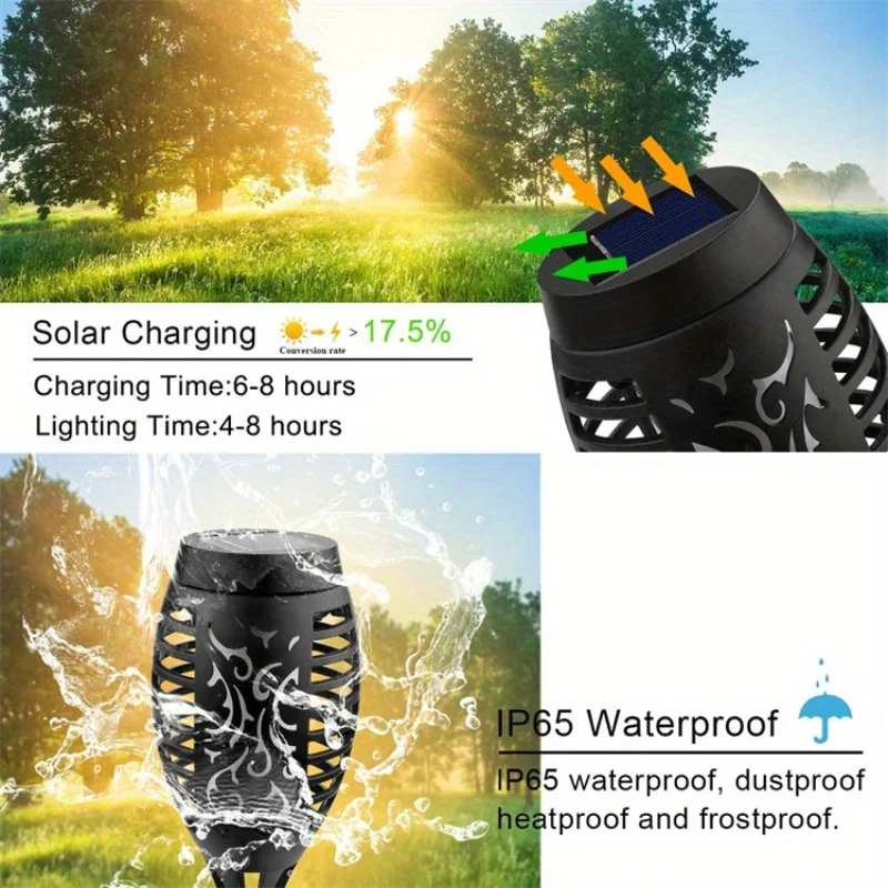 2/6pcs Solar Torches Halloween Lights Outdoor, 12LEDs Solar Flame Light For Halloween Decorations, Garden, Hallway Lighting