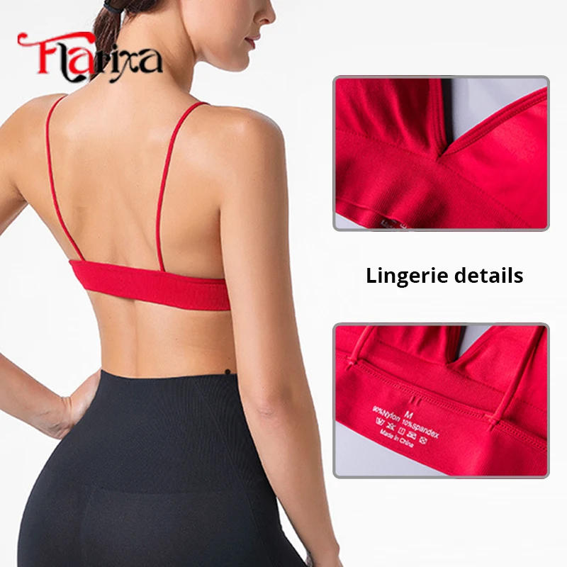 Flarixa Triangle Cup Deep V Neck Bralettes Camisole Bra for Woman Yoga Top Corset With Push Up Effect Soft Underwear Lingerie image 5