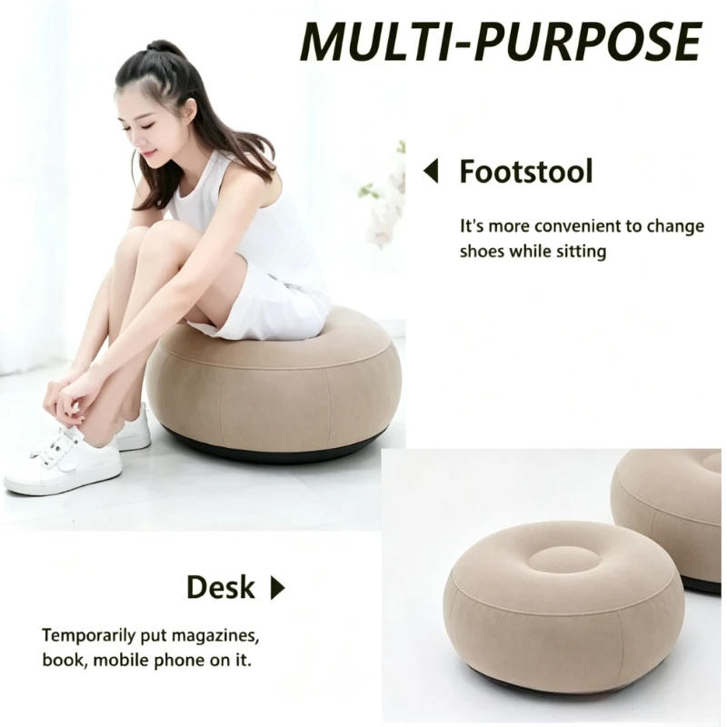 PVC Flocking Inflatable Lazy Sofa Foldable Lounge Chair Portable Air Sofa For Indoor Outdoor Rest Nap