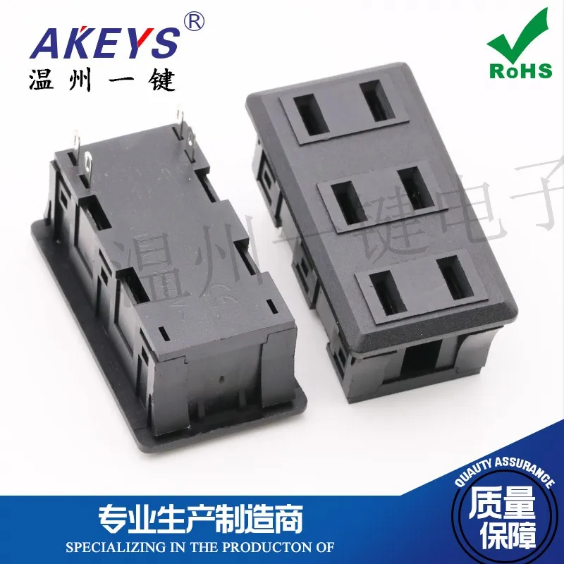 10 pcs AC-112 AC Power Socket 2-Plug Triple 6-Hole 4-Pin Direct Plug Power Base 10a250v Rectangular Panel