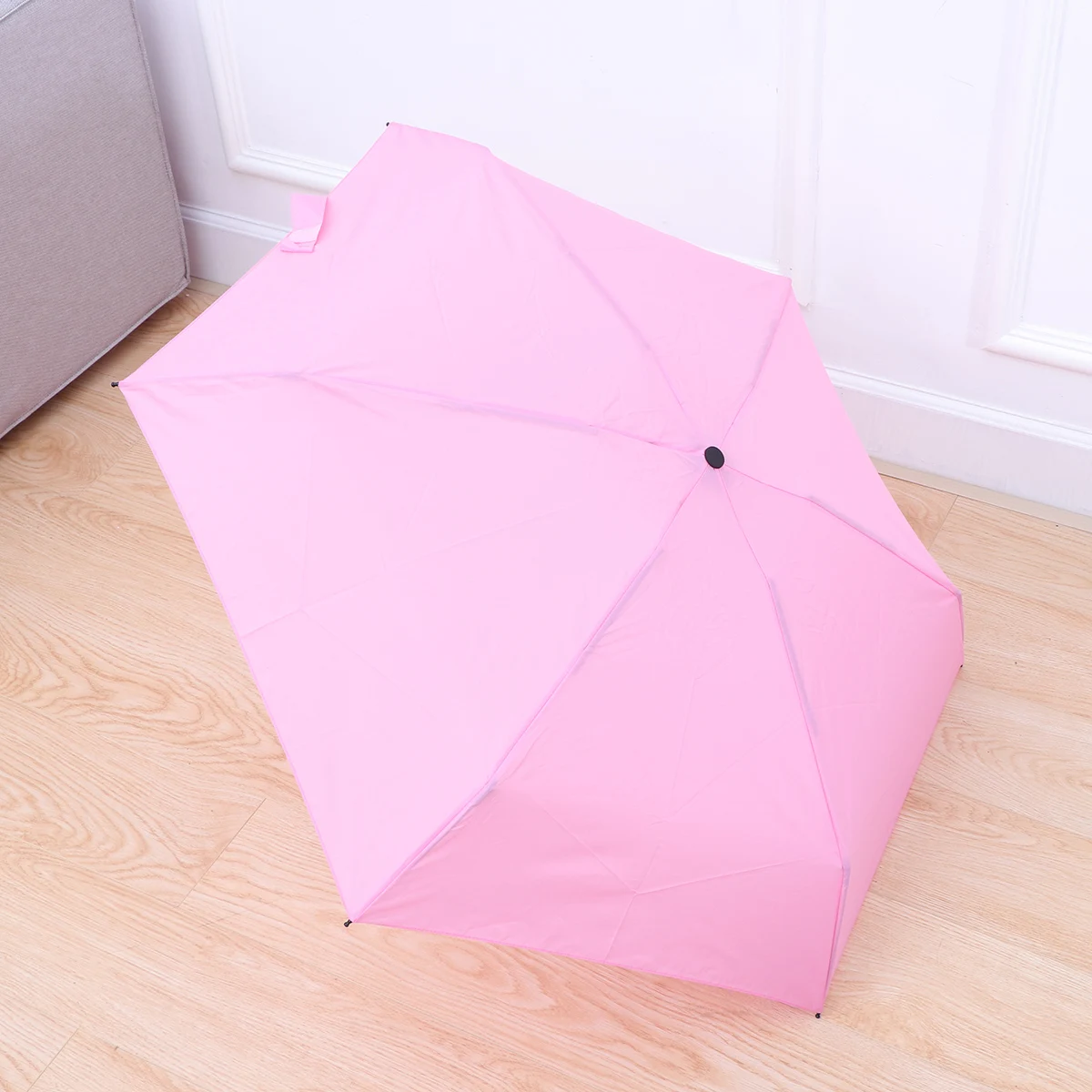 

1pc Folding Umbrella 5-Fold Mini Lightweight Portable Uv Protection Windproof Rain For Women Travel Outdoor Use Pink