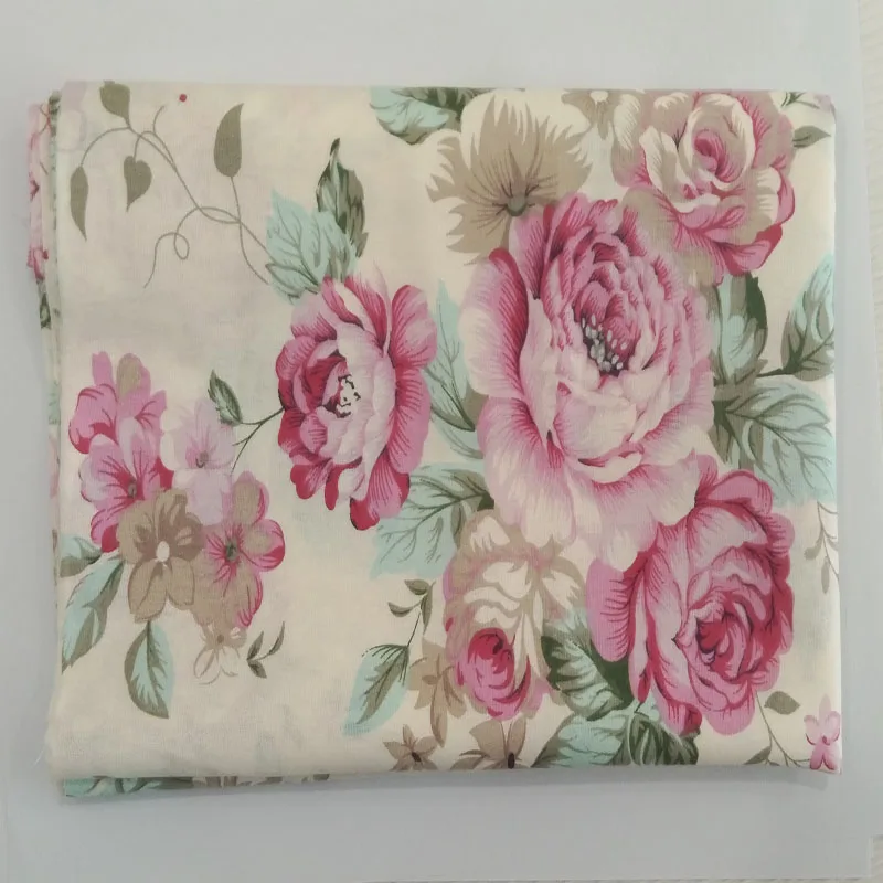 Graceful Big Blooming Peony Flower Green Leaf Printed 100% Cotton Fabric floral fabric patchwork DIY sewing