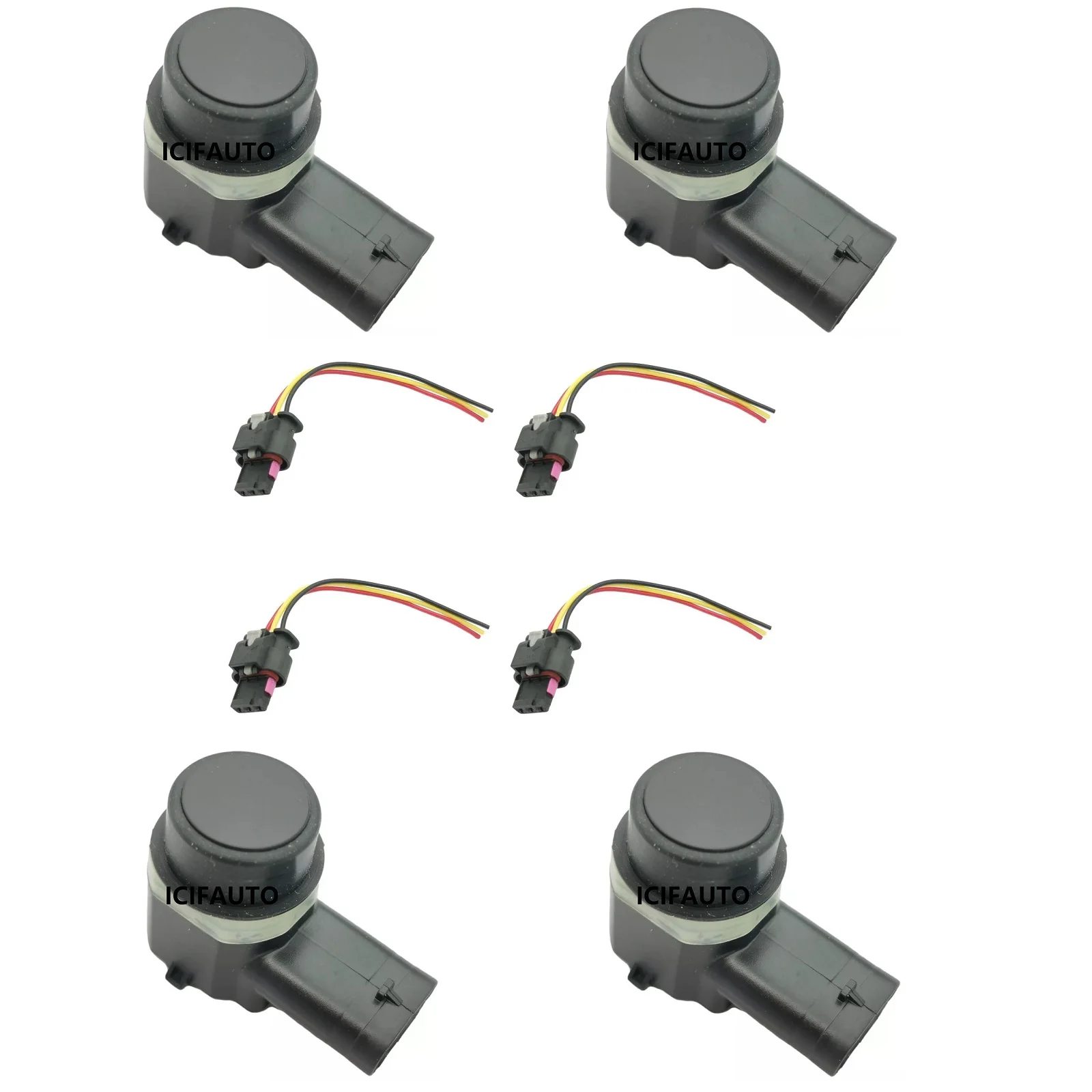 

4 x Parking Sensor + 4 x Connector for Land Range Rover MK4 IV Sport Discovery Evoque LR041094, LR024299, CPLA-15K859-AA