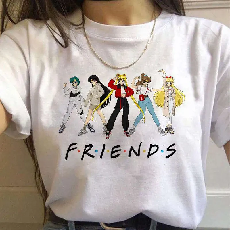 

Sailor Moon Anime Peripheral Secondary Yuan Men's and Women's Short Sleeve T-shirt Cotton Comfortable Leisure Clothes in Summer