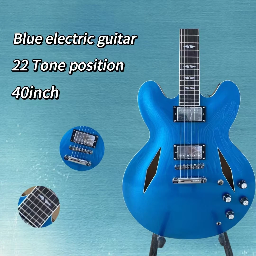 Hot Perfect Tone Gib Blue DG 335 Semi-hollow and Double Diamond Holes Jazz Electric Guitar  Rosewood Fingerboard Maple Body