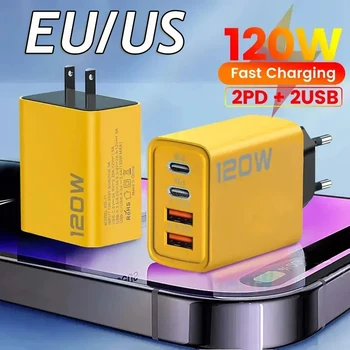 120W şarj hızlı şarj 3.0 USB hızlı şarj tipi C hızlı şarj adaptörü ab abd iPhone 15 Samsung Xiaomi PD USB şarj