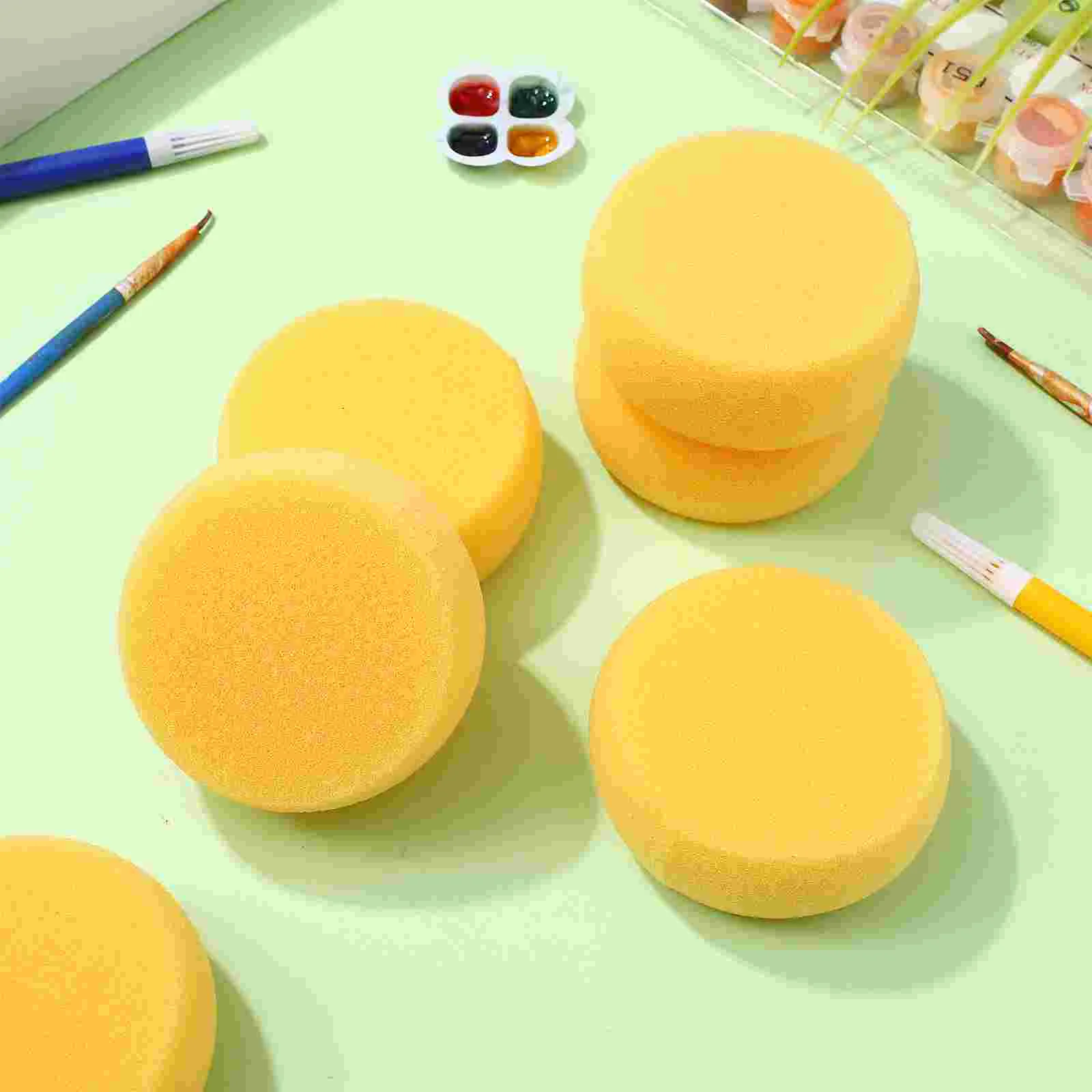 12pcs Round Synthetic Watercolor Artist Sponges for Painting Crafts Pottery (Yellow)