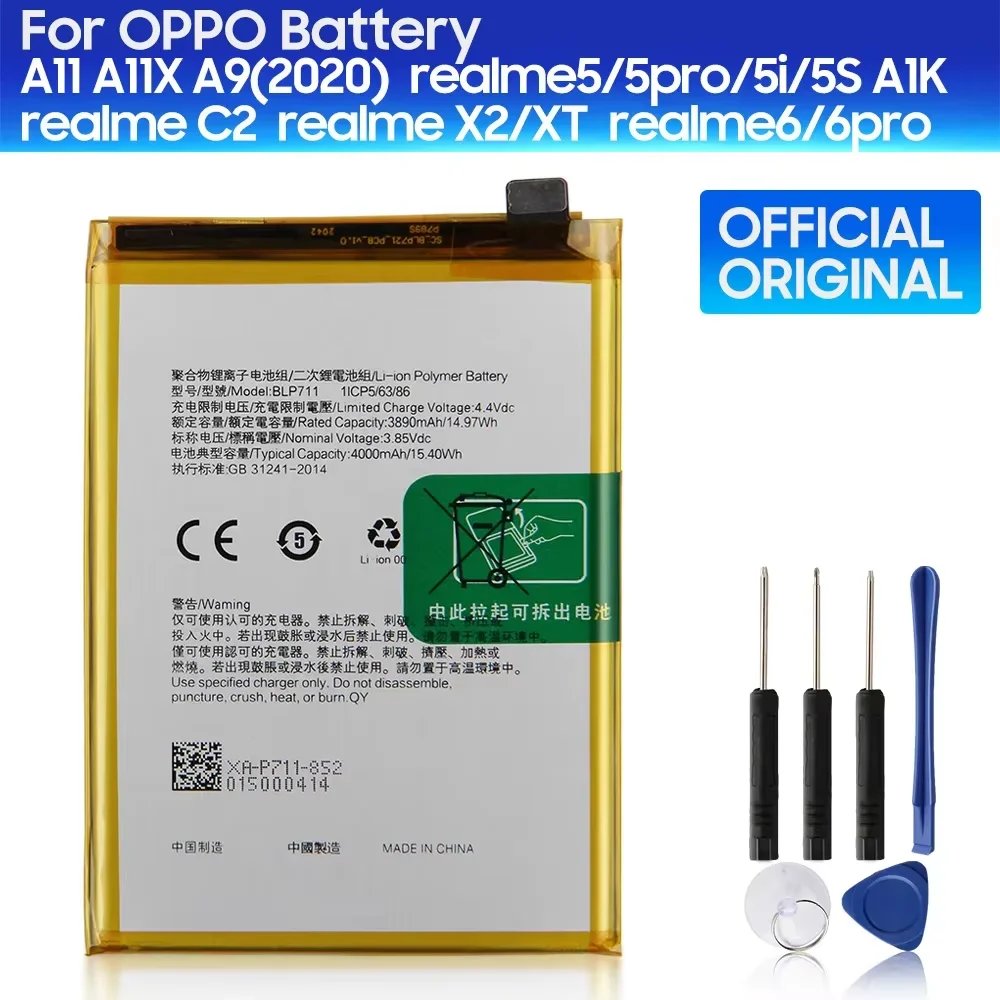 2024 Phone Battery BLP757 For OPPO A1K A11 A11X A9 2020 Realme 6 5 6Pro 5Pro 5i 5S X2 XT C2 BLP721 BLP711 BLP727 BLP729 BLP741