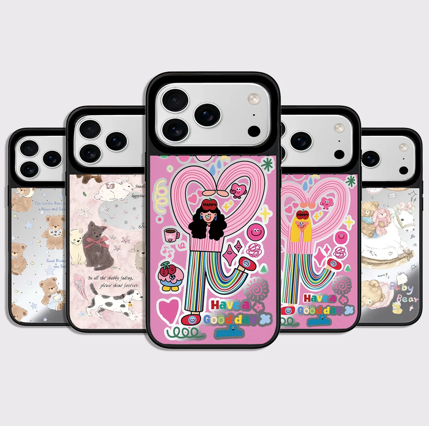 6090451 Mirror Surface Magnetic Phone Case Cover for IPhone 13 14 15 16 17 18 Pro Max Case Cartoon