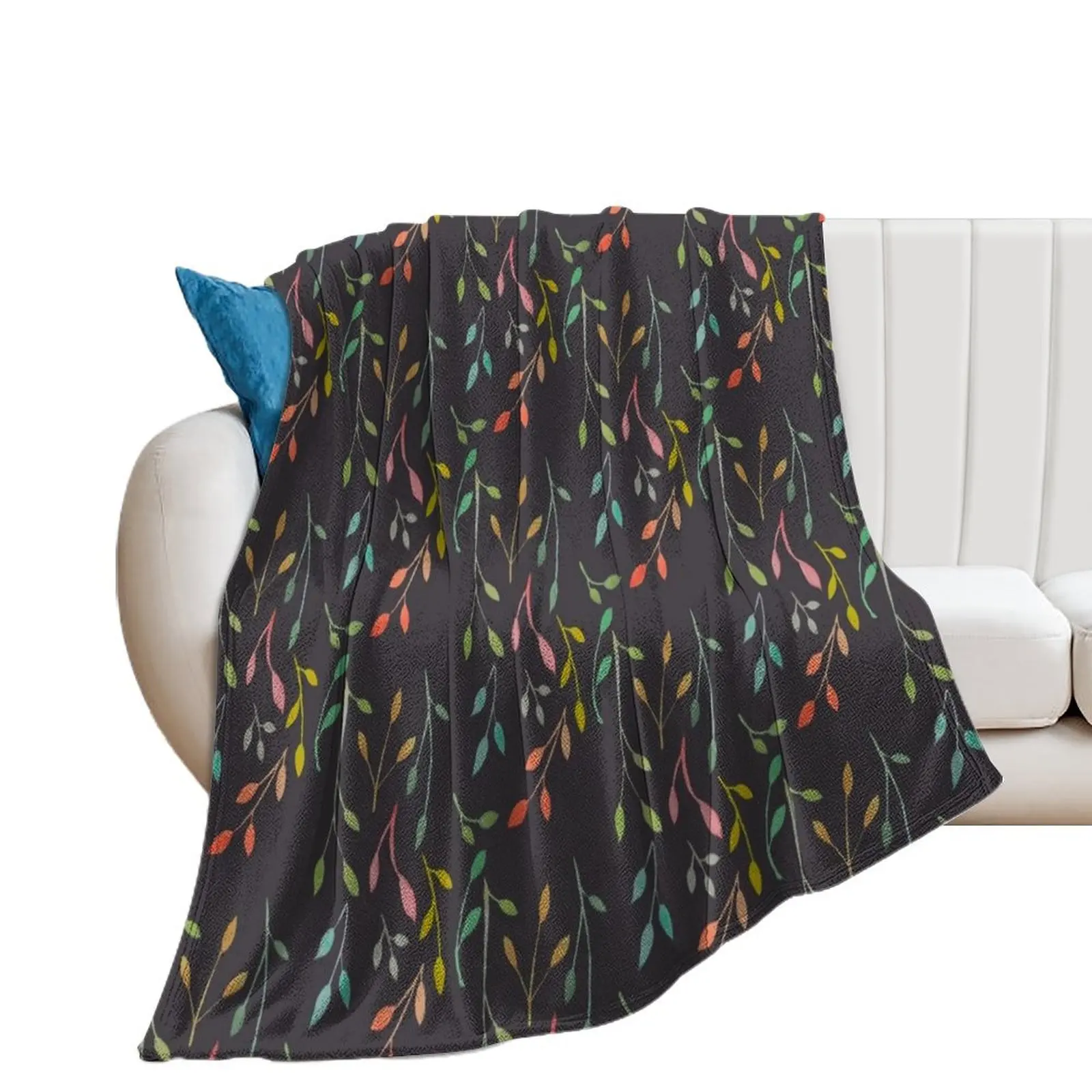 

leaf pattern Throw Blanket Shaggy Plaid on the sofa Plush Blankets