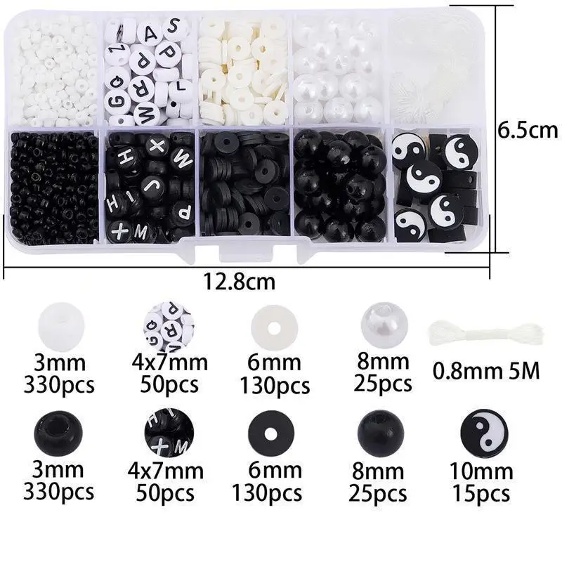 1 kotak Kit manik-manik huruf akrilik campuran untuk DIY gelang kalung bahan pembuatan perhiasan hadiah ulang tahun aksesoris persediaan kerajinan