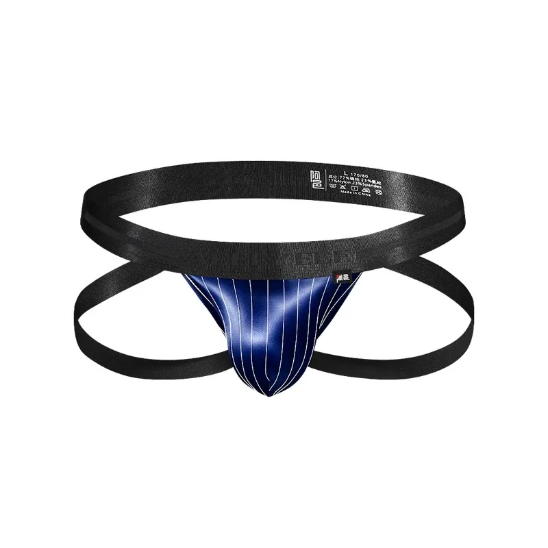 Unique Blue Underwear Men's Brazilian Thongs Fully Transparent Ultra-Thin Ice Silk Men's Fun Low Waisted Slim Fitting T-Pant