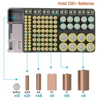 New Battery Storage Organizer Holder Tester Battery Caddy Rack Case Box Holders Including Battery Checker For AAA AA C D 9V